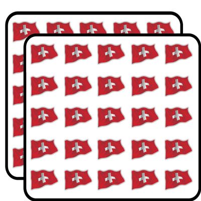 Switzerland Waving World Flag Decorative Scrapbooking Sticker Waterproof Vinyl Stickers for Water Bottle, Laptop & Phone Case 50 Pack
