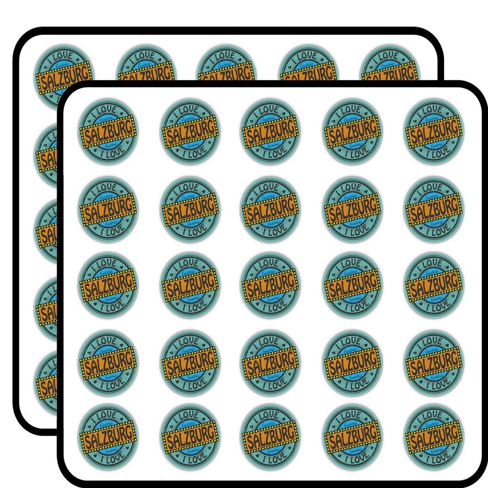 I Love Salzburg City Austria Label Decorative Scrapbooking Sticker Waterproof Vinyl Stickers for Water Bottle, Laptop & Phone Case 50 Pack