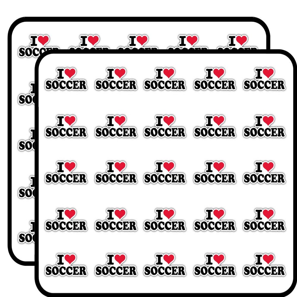 I Love Soccer Decorative Scrapbooking Sticker Waterproof Vinyl Stickers for Water Bottle, Laptop & Phone Case 50 Pack