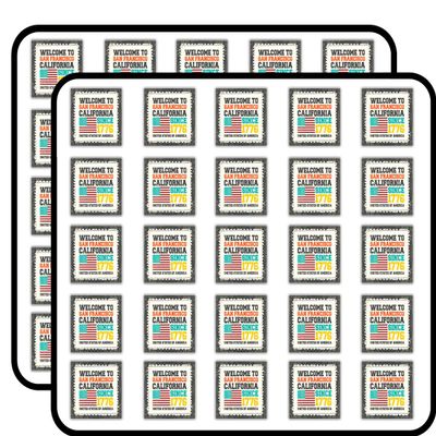 San Francisco Grunge Travel Postage Stamp Decorative Scrapbooking Sticker Waterproof Vinyl Stickers for Water Bottle, Laptop & Phone Case 50 Pack