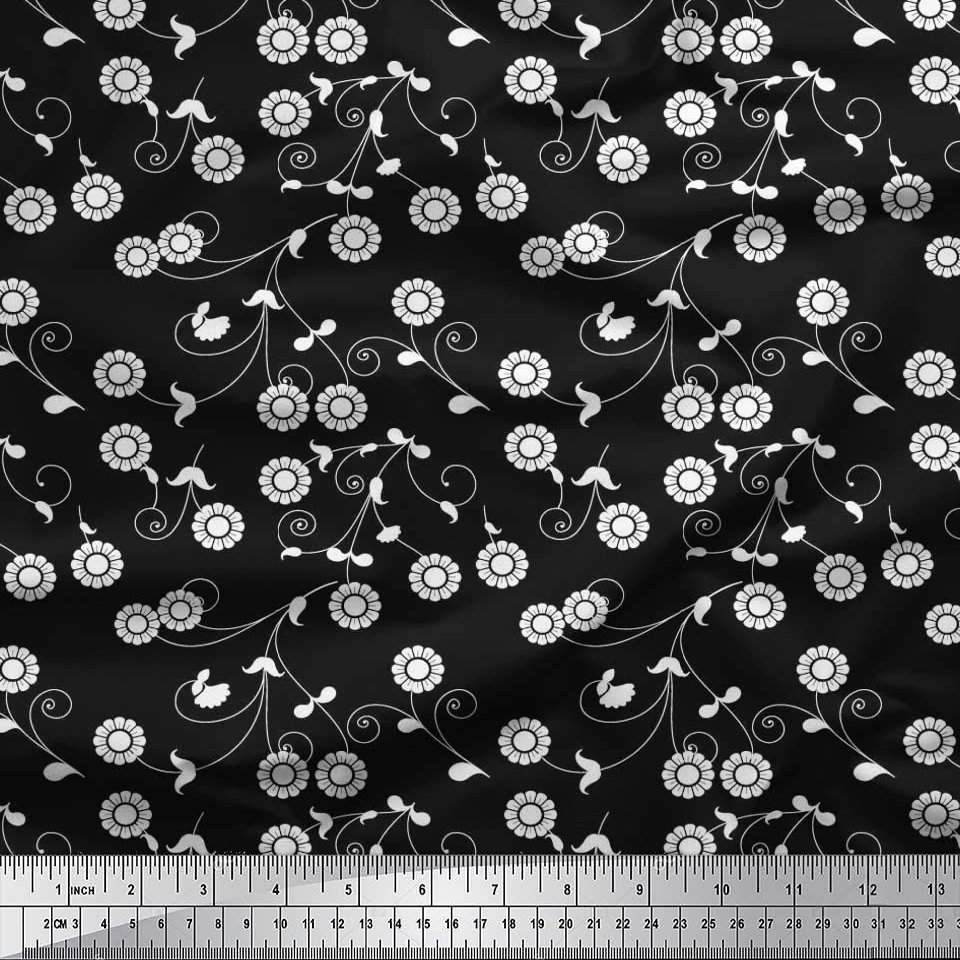 Artistic Print - Black - Soimoi Cotton Jersey Knit Fabric, 58" Wide Soft Stretch Printed Fabric by The Yard for T-Shirts, Baby Clothes, Pajamas, Dresses, Leggings & DIY Projects