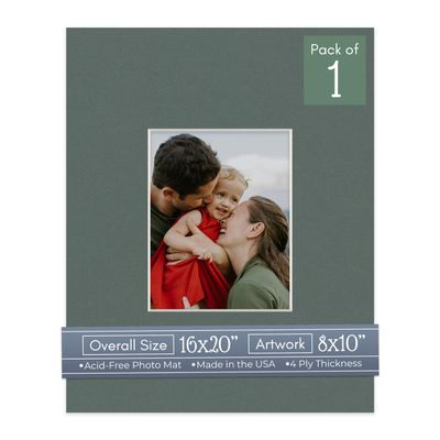 CountryArtHouse Charcoal Acid Free 16x20 Picture Frame Mats with White Core Bevel Cut for 8x10 Pictures - Fits 16x20 Frame - One Mat