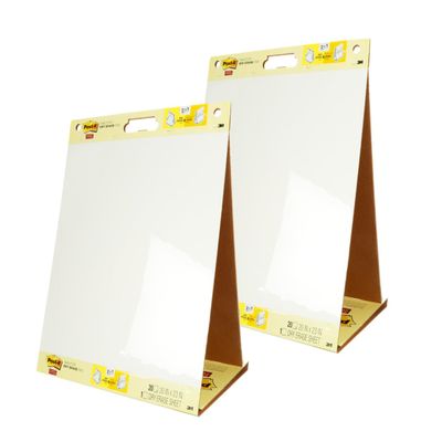 Post-it Super Sticky Portable Tabletop Easel Pad w/Dry Erase Panel, Great for Virtual Teachers and Students, 20x23 Inches, 20 Sheets/Pad, 2 Pads, Built-in Stand (563DE VAD 2PK), White