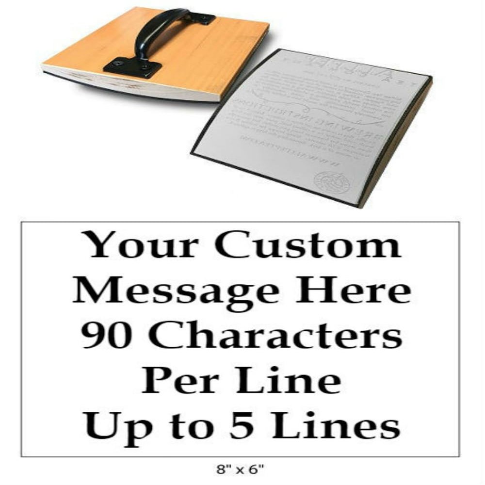 Infusion 8'' x 6'' Extra Large Custom Text Rocker Mount Wood Hand Rubber Stamp with Metal Handle