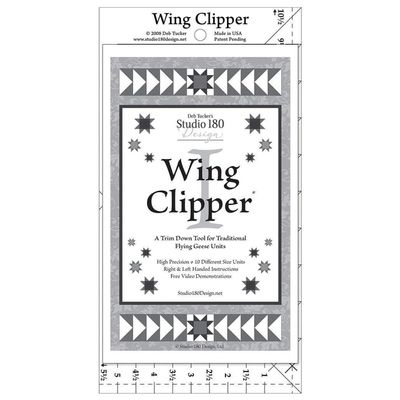 Studio 180 Design | Deb Tuckers | Wing Clipper Quilting Tool Trim Down for Perfect Flying Geese Units Every Time | 10 Sizes, Oversize & Trim Method, Acrylic Ruler