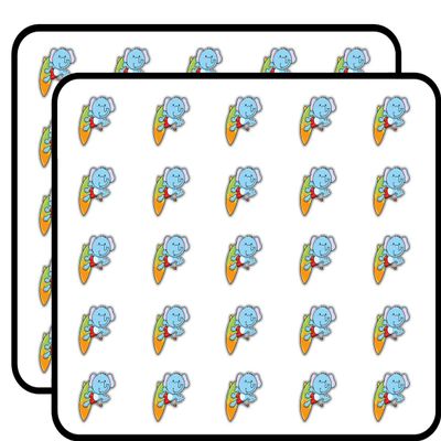 Funny Elephant Surfer Cartoon Decorative Scrapbooking Sticker Waterproof Vinyl Stickers for Water Bottle, Laptop & Phone Case 50 Pack