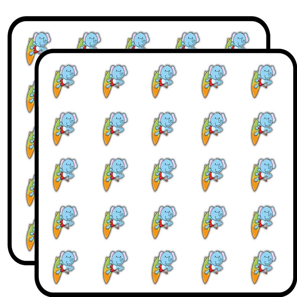 Funny Elephant Surfer Cartoon Decorative Scrapbooking Sticker Waterproof Vinyl Stickers for Water Bottle, Laptop & Phone Case 50 Pack