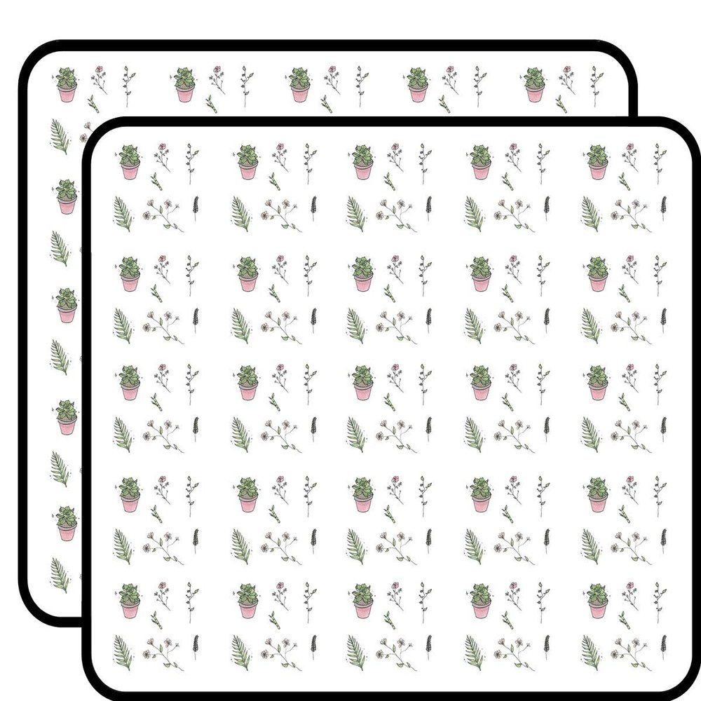 Plants and Flowers Sticker Sheet 50 Pack 1-Inch Retro Stickers for Scrapbooking, Journals, Planners, Laptops, Phones and Water Bottles