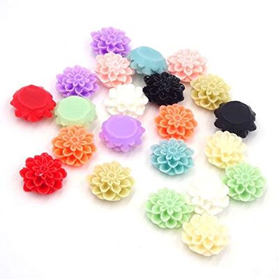 Calvas 15mm Colors Resin Flower Beads for Jewelry Flatback Cabochon Craft Material DIY Accessories 100pcs/lot D0262