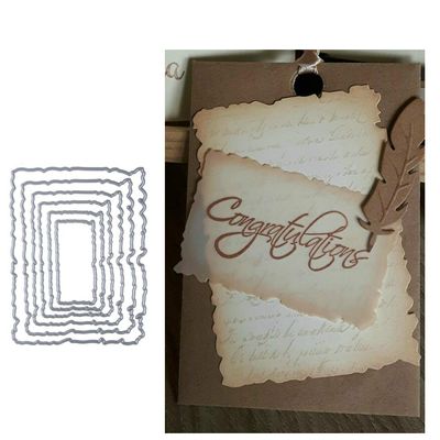 1 Set Vintage Torn Rectangle Frame Stitched Cutting Dies,Letmefun Metal Cutting Dies DIY Scrapbooking Stamps Craft Cards Embossing Making Stencil