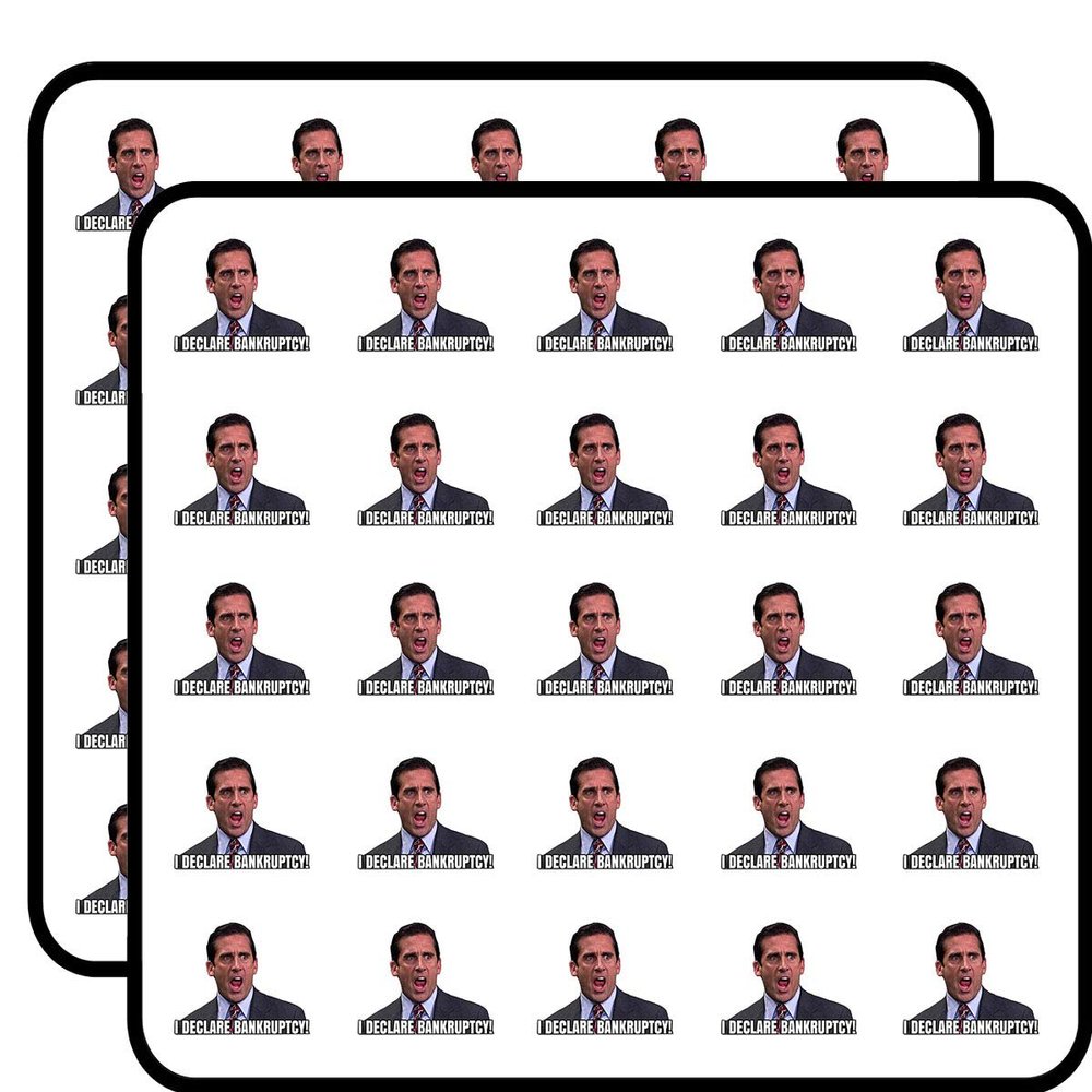 i Declare Bankruptcy 50 Pack 1-Inch Retro Stickers for Scrapbooking, Journals, Planners, Laptops, Phones and Water Bottles