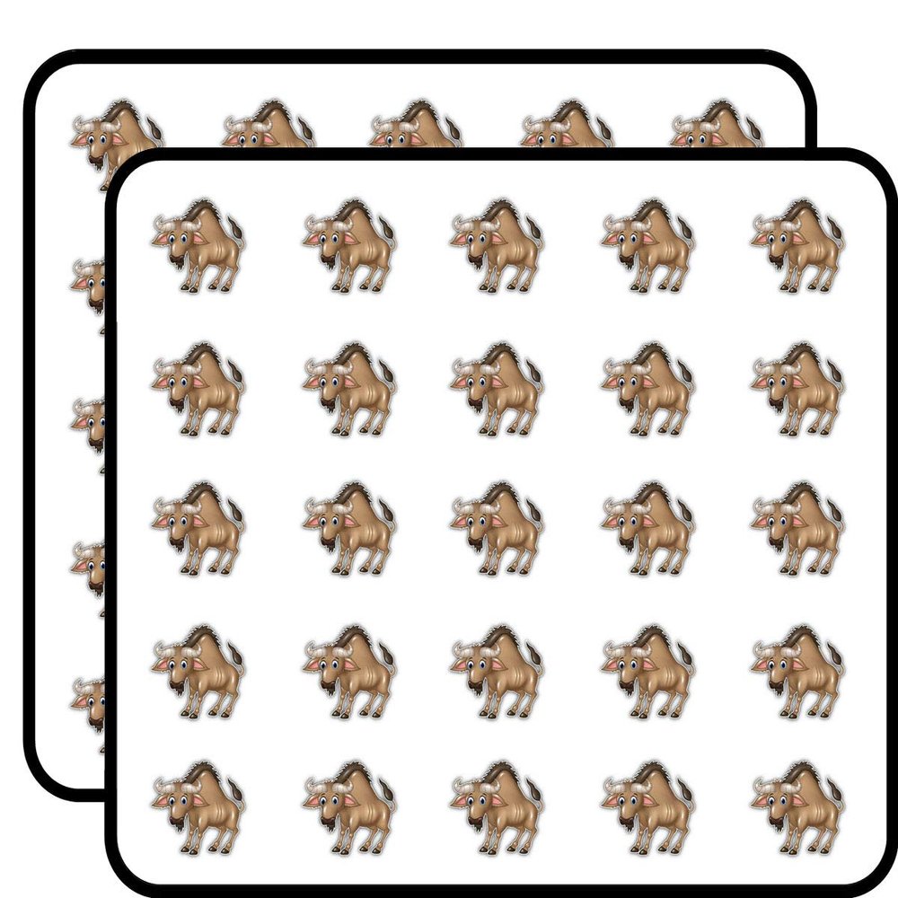 Cartoon Wildebeest Animal Decorative Scrapbooking Sticker Waterproof Vinyl Stickers for Water Bottle, Laptop & Phone Case 50 Pack