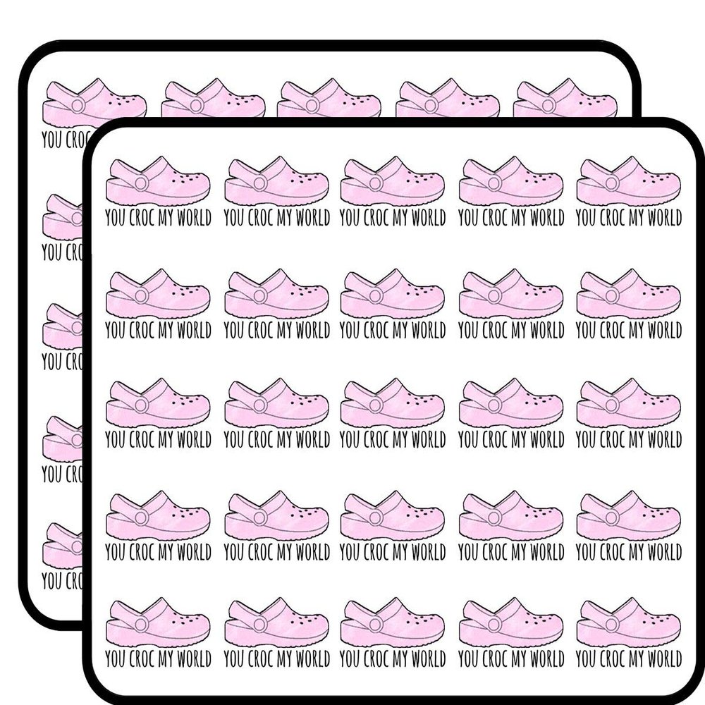 Crocs 50 Pack 1-Inch Retro Stickers for Scrapbooking, Journals, Planners, Laptops, Phones and Water Bottles