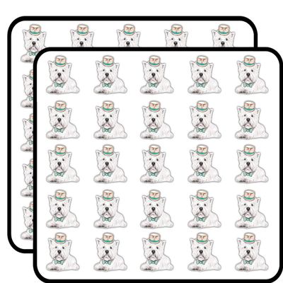 Hipster West Highland White Terrier Dog Decorative Scrapbooking Sticker Waterproof Vinyl Stickers for Water Bottle, Laptop & Phone Case 50 Pack