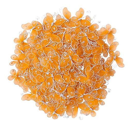 Factory Direct Craft Bulk Orange Nylon Artificial Butterflies | 200 Pieces