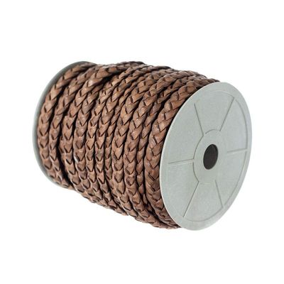 Craft County Flat Braided Leather Jewelry Craft Cord Necklaces, Belts, Bracelets, Crafts and Jewelry Making (Red Brown, 5mm X 25 Yards)