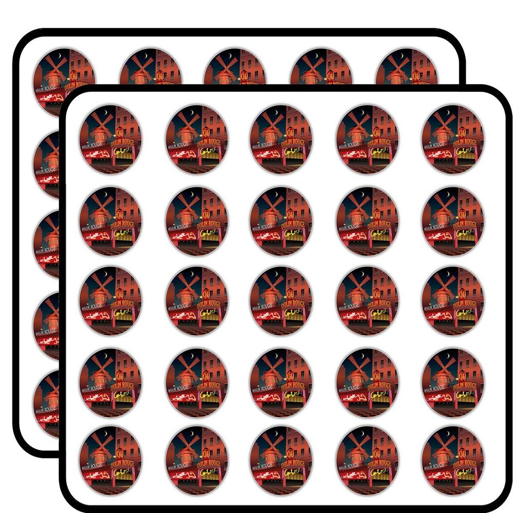 Paris Cabaret Label Sticker for Scrapbooking Waterproof Vinyl Stickers for Water Bottle, Laptop & Phone Case 50 Pack
