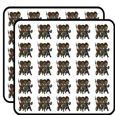 Panther Trio 50 Pack 1-Inch Retro Stickers for Scrapbooking, Journals, Planners, Laptops, Phones and Water Bottles