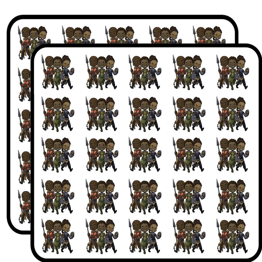 Panther Trio 50 Pack 1-Inch Retro Stickers for Scrapbooking, Journals, Planners, Laptops, Phones and Water Bottles