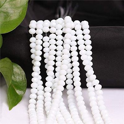 Calvas Plastic Round Beads 4mm 148Pcs/Lot Mixed Faceted Crystal Glass Spacer Rondelle Loose Beading for Handmade Jewelry Making - (Color: White Porcelain, Item Diameter: 4mm 145pcs)
