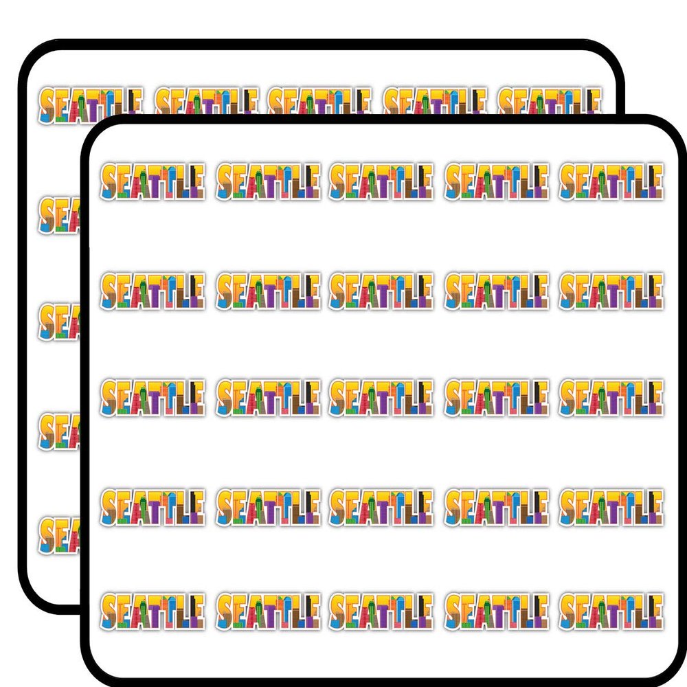 Seattle City USA Slogan Decorative Scrapbooking Sticker Waterproof Vinyl Stickers for Water Bottle, Laptop & Phone Case 50 Pack