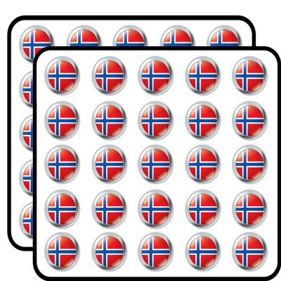 Norway Flag Glossy Silver Label Decorative Scrapbooking Sticker Waterproof Vinyl Stickers for Water Bottle, Laptop & Phone Case 50 Pack