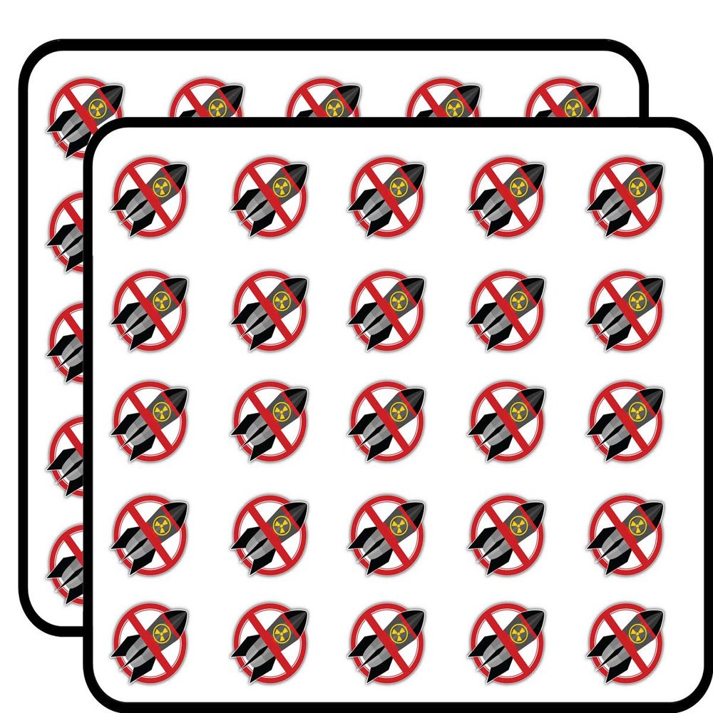 Nuclear Rocket Ban Stop Sign Decorative Scrapbooking Sticker Waterproof Vinyl Stickers for Water Bottle, Laptop & Phone Case 50 Pack