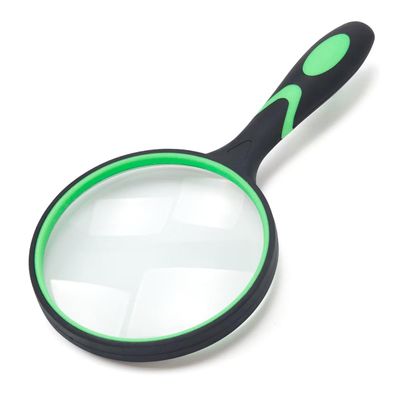 Large Magnifying Glass 5X Handheld Reading Magnifier for Seniors & Kids - 100MM 4INCHES Real Glass Magnifying Lens for Book Newspaper Reading, Insect and Hobby Observation, Classroom Science (GREEN)