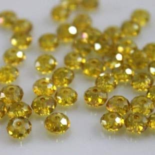 Calvas Solid Colorful Colors 46mm 50pcs Rondelle Austria Faceted Crystal Glass Beads Loose Round Beads for Jewelry Making - (Color: Golden)