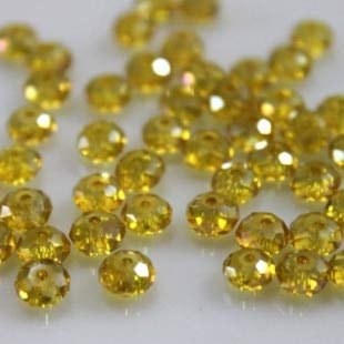 Calvas Solid Colorful Colors 46mm 50pcs Rondelle Austria Faceted Crystal Glass Beads Loose Round Beads for Jewelry Making - (Color: Golden)