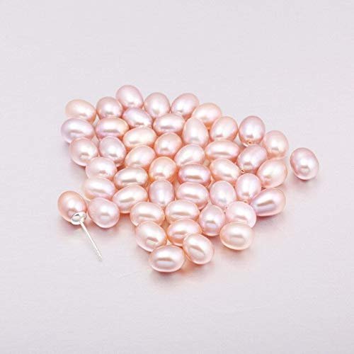 Calvas LE Sky 10 Pieces 100% Natural Pearl Half Hole Cultured AAA Freshwater Rice Pearl Beads Half-drilled Hole 6-7 mm 3 Colors - (Color: 2, Item Diameter: 6-6.5mm)
