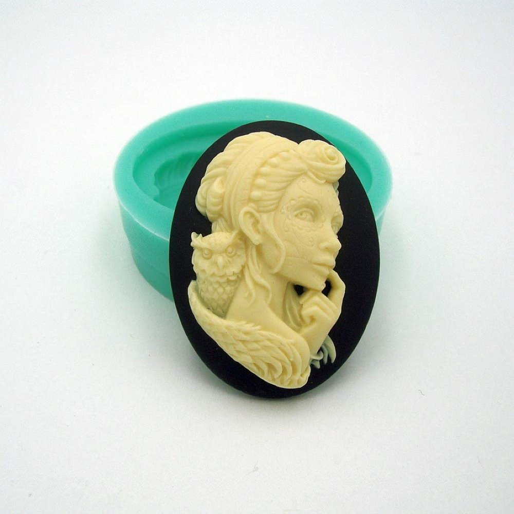 Findings Stop Brand Silicone Mold Goth Owl Cameo Flexible for Crafts, Jewelry, Resin, Scrapbooking, Polymer Clay