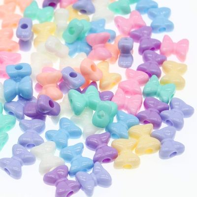 Calvas 50Pcs Candy Colors Acrylic Beads Bow Beads for Jewelry Making DIY Craft & Needlework Accessories 15mm