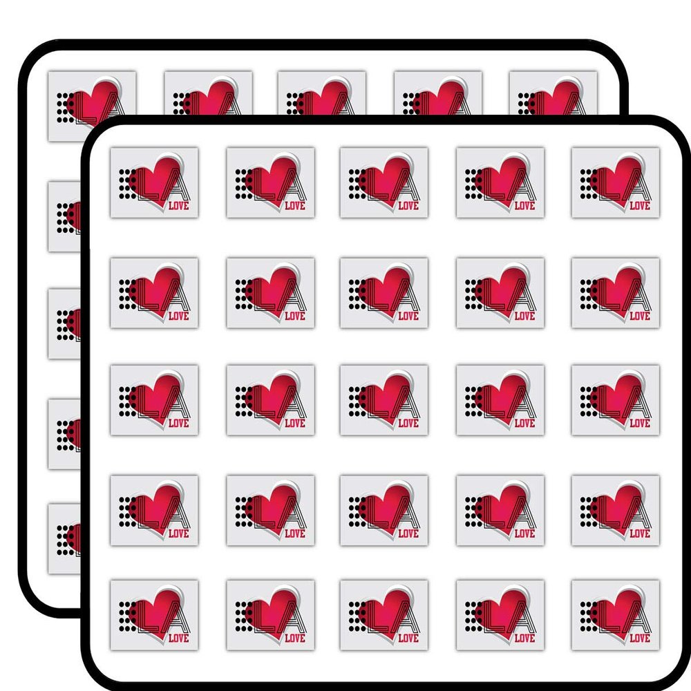 Love Los Angeles City USA Decorative Scrapbooking Sticker Waterproof Vinyl Stickers for Water Bottle, Laptop & Phone Case 50 Pack