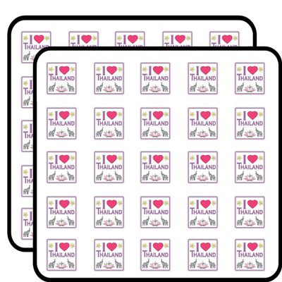 I Love Thailand Travel Label Decorative Scrapbooking Sticker Waterproof Vinyl Stickers for Water Bottle, Laptop & Phone Case 50 Pack