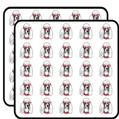 Fashion Poodle Dog Face Sketch Decorative Scrapbooking Sticker Waterproof Vinyl Stickers for Water Bottle, Laptop & Phone Case 50 Pack
