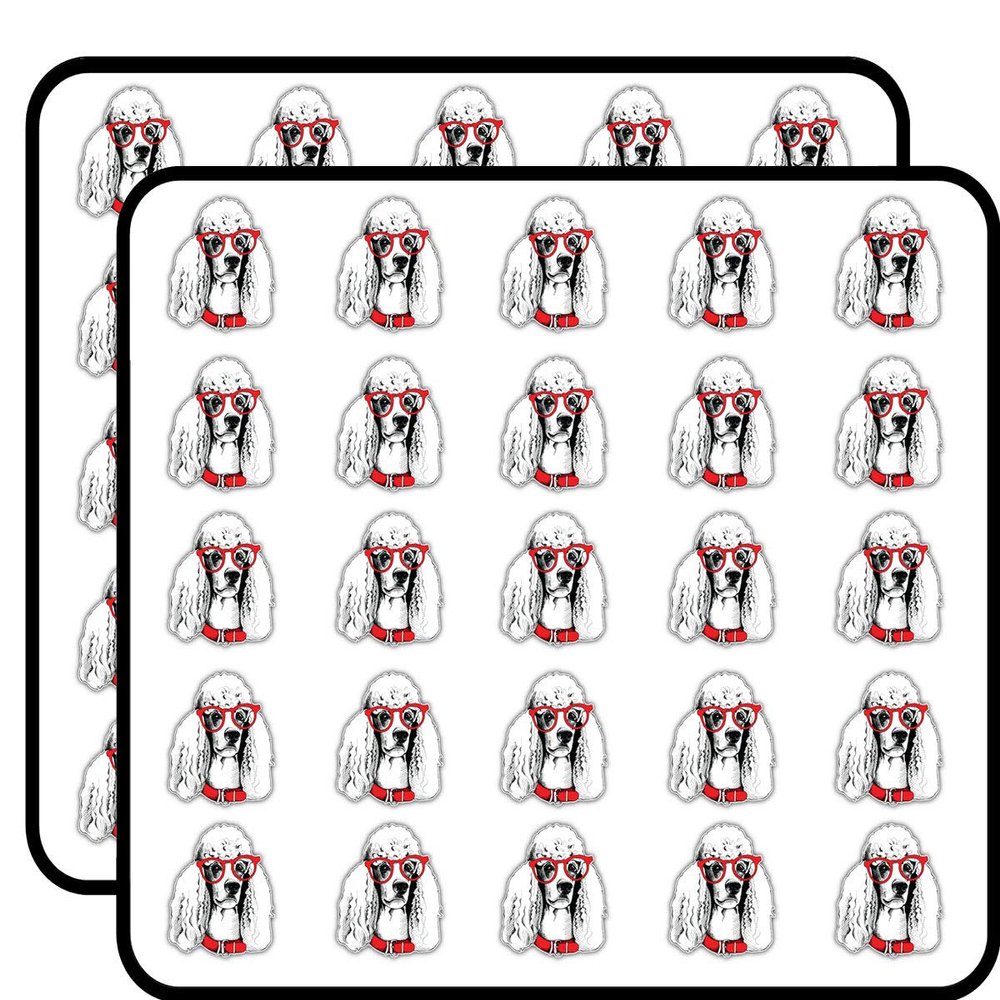 Fashion Poodle Dog Face Sketch Decorative Scrapbooking Sticker Waterproof Vinyl Stickers for Water Bottle, Laptop & Phone Case 50 Pack