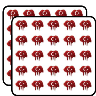 Turkey Flag Blot Decorative Scrapbooking Sticker Waterproof Vinyl Stickers for Water Bottle, Laptop & Phone Case 50 Pack