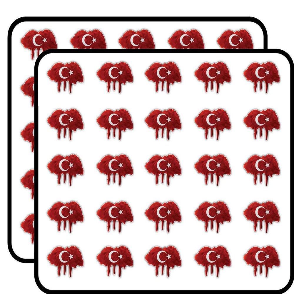 Turkey Flag Blot Decorative Scrapbooking Sticker Waterproof Vinyl Stickers for Water Bottle, Laptop & Phone Case 50 Pack