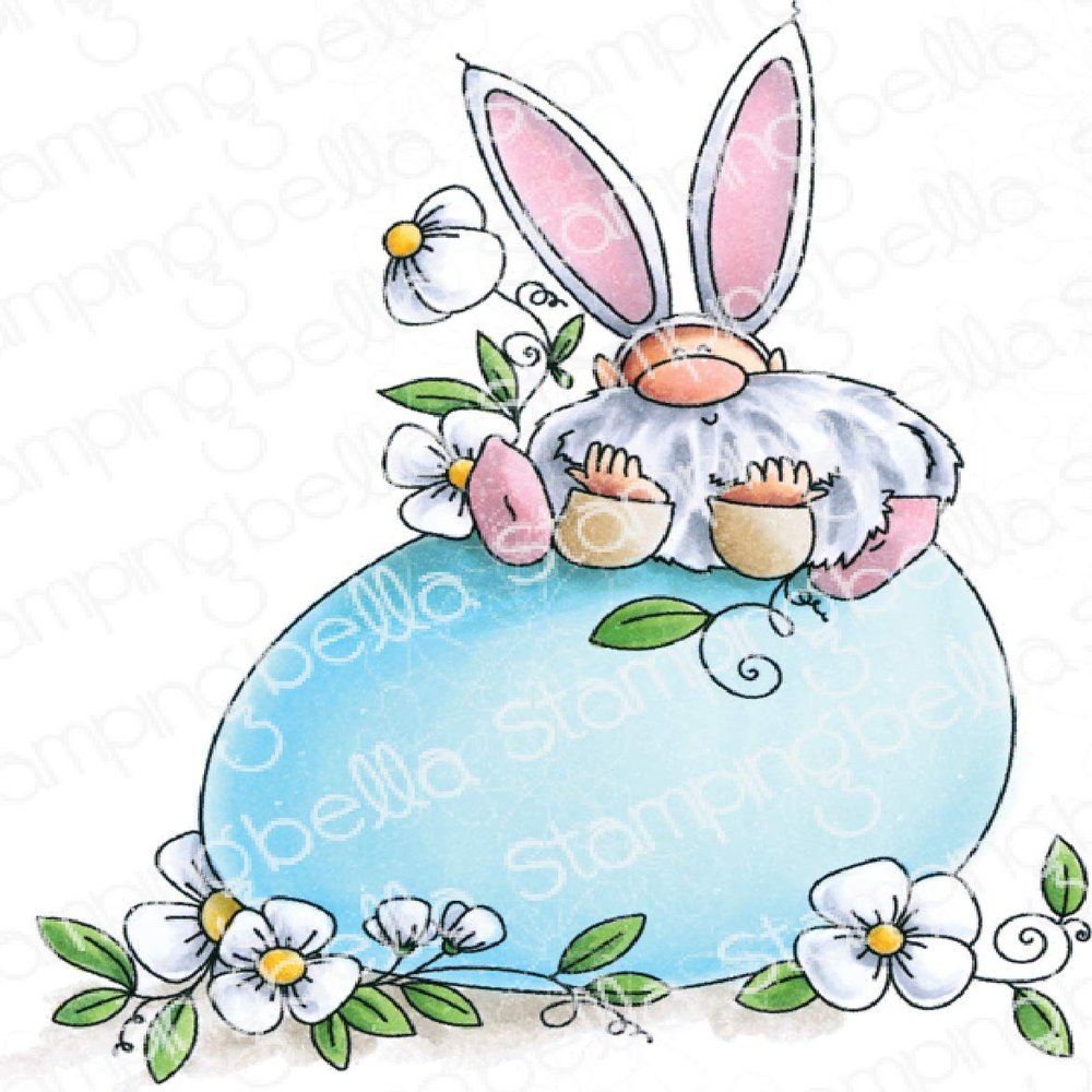 Stamping Bella Cling Stamps-Gnome On A Egg, Blue