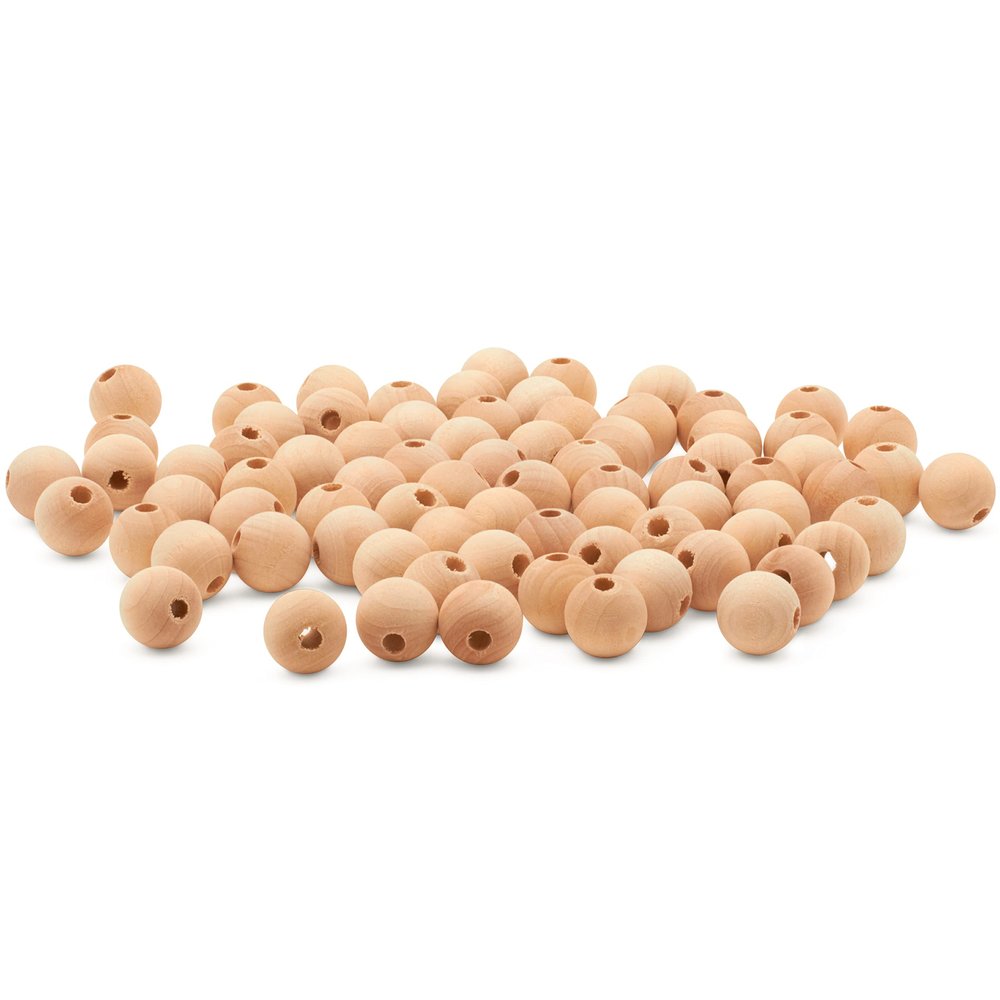 Large Wooden Beads for Crafts - Pack of 100 14mm 9/16 x 5/32 Inch Hole Large Wood Beads for Crafts withHoles for DIY | Round Wooden Balls for Crafts | Wood Beads for Jewelry Making | Woodpeckers