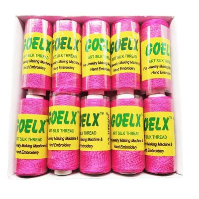 Goelx Silk Thread Shades of Pink Family for Jewelry, Tassel Making, Embroidery, Crafts, Shiny Soft Thread Spools - Pink - 22