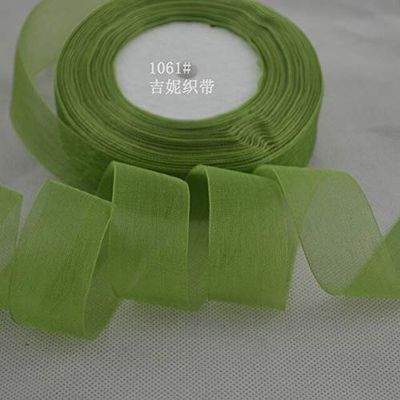 Jammas (50 Yards/roll) Organza Ribbon Wholesale Gift Wrapping Decoration Christmas Silk Ribbons lace Fabric 12/15/20/25/40/50mm - (Color: 1061, Size: 15MM)