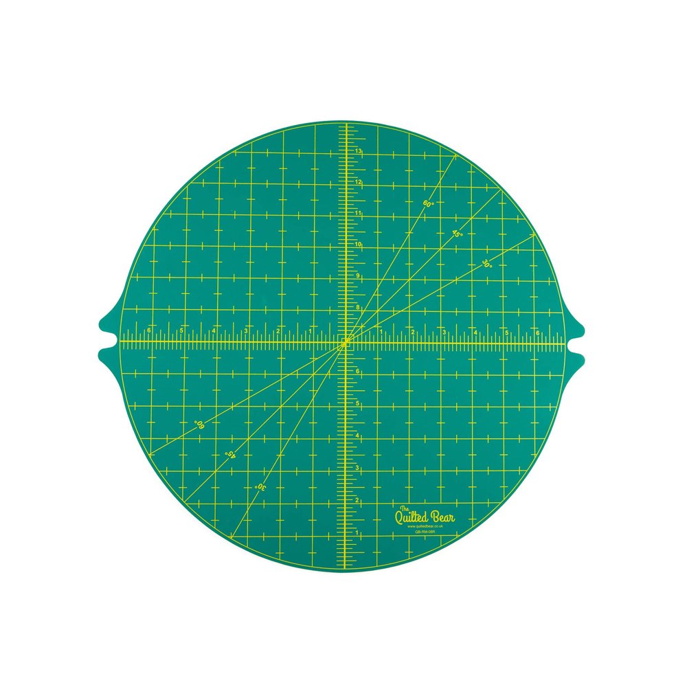 The Quilted Bear Rotating Cutting Mat - Circular 14" x 14" Self Healing 360 Rotating Craft Cutting Mat with Innovative Locking Mechanism for Quilting, Sewing, Dressmaking & Crafts (Green)
