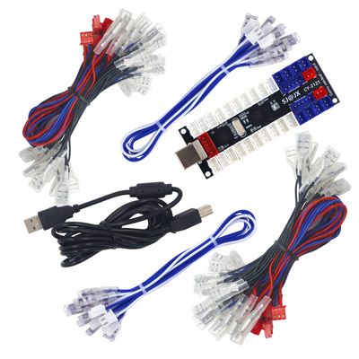 SJ@JX 2 Player LED Arcade USB Encoder Board Zero Delay Game Controller Light DIY Kit 20x Button Cable 2x Joystick Cable for Retro Pie PC MAME Raspberry Pi