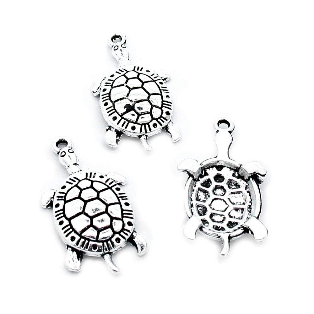 100 Pieces Antique Silver Plated Jewelry Charms Findings Fashion Craft Making Crafting L7ZV1X Tortoise Turtle