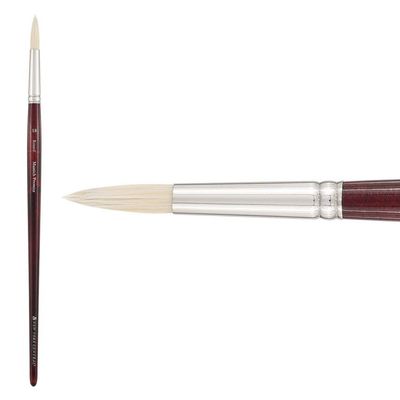 New York Central Artist Paintbrush, Munich Premier Long Handle, Bristle Blend of Hog Hair and Synthetic Hair Handmade in Germany, Round #18