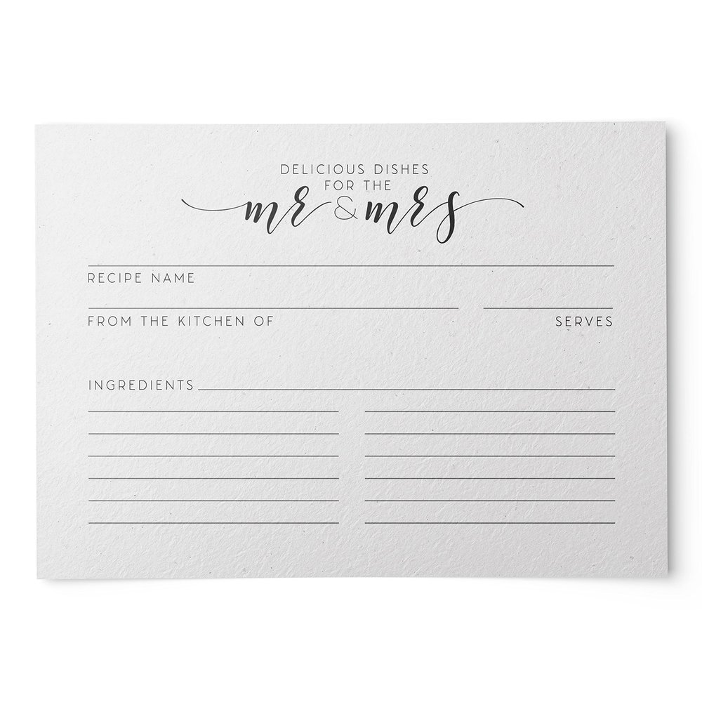 Dashleigh Bridal Shower Recipe Cards 4x6, 48 Mr and Mrs Newlywed Recipe Cards Double Sided, Water Resistant Thick Cardstock for Wedding Shower Games - Vintage Keepsake Gift for Bride to Be, Recipe Box
