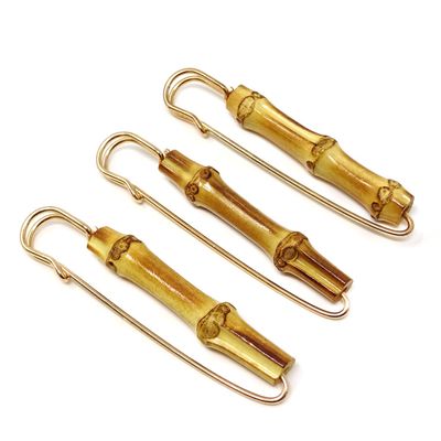 Honbay 3PCS Retro Bamboo Brooch Extra Large Safety Pins for Sweaters, Shawls, Collars, Dresses and Most Clothes