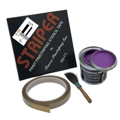 Automotive Pinstriping KIT - Stencil/Brush/Paint - Pinstripe Your Car/Truck | Striper: F-53 | Results: 1/4 inch Stripe, 1/4 inch Space, 1/8 inch Stripe (Purple, 160 Foot roll)